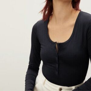 Everlane The Henley Bodysuit NWOT, M, black